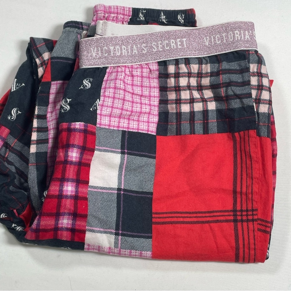 Victoria’s Secret Madras Patchwork Long Sleep Shirt Valentines Medium - Picture 4 of 6